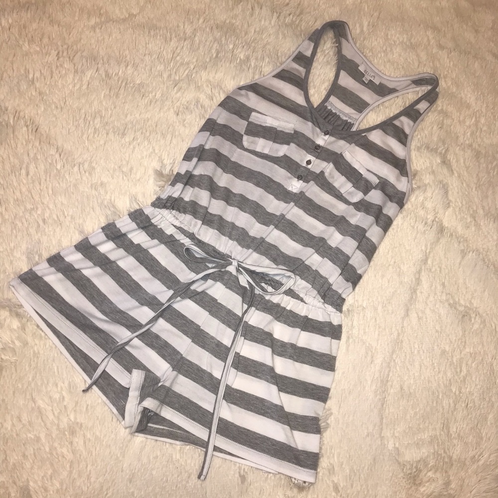 Delia's Gray and White Striped Romper